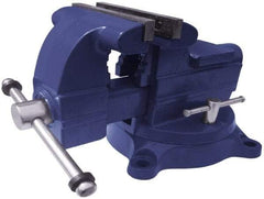 Gibraltar - 6-1/2" Jaw Width x 5-1/2" Jaw Opening Capacity, 3-11/16" Throat Depth, Bench & Pipe Combination Vise - 1/8 to 2-1/2" Pipe Capacity, Swivel Base, Bolt Down Attachment, Ductile Iron - USA Tool & Supply