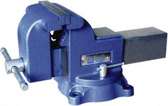 Gibraltar - 6" Jaw Width x 6-1/4" Jaw Opening Capacity, 3-1/2" Throat Depth, Bench & Pipe Combination Vise - 1-1/4 to 2-1/2" Pipe Capacity, Swivel Base, Bolt Down Attachment, Ductile Iron - USA Tool & Supply