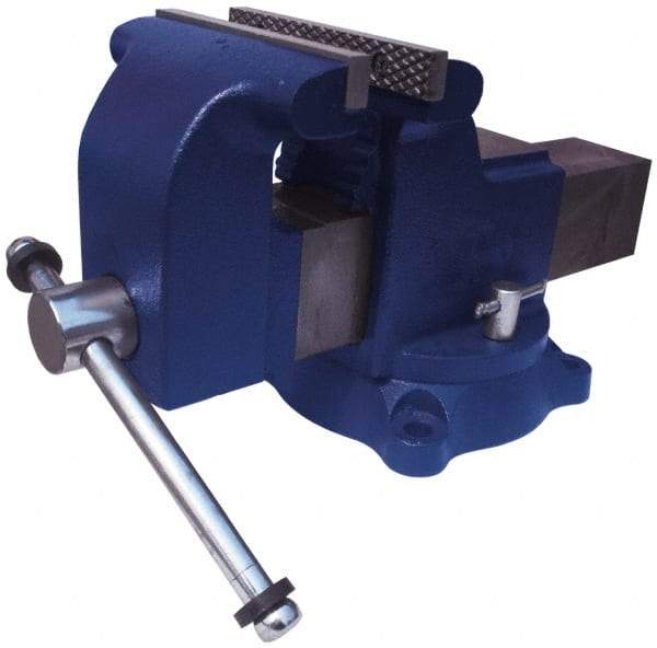 Gibraltar - 5" Jaw Width x 5" Jaw Opening Capacity, 3" Throat Depth, Bench & Pipe Combination Vise - 5/8 to 2-3/8" Pipe Capacity, Swivel Base, Bolt Down Attachment, Ductile Iron - USA Tool & Supply