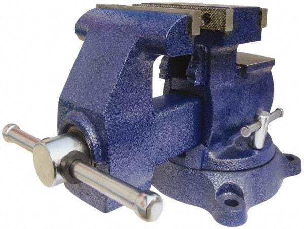 Gibraltar - 5-1/2" Jaw Width x 6" Jaw Opening Capacity, 3-3/4" Throat Depth, Bench & Pipe Combination Vise - 1/8 to 3" Pipe Capacity, Swivel Base, Bolt Down Attachment, Ductile Iron - USA Tool & Supply