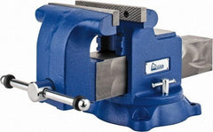 Gibraltar - 8" Jaw Width x 8" Jaw Opening Capacity, 4" Throat Depth, Bench & Pipe Combination Vise - 3/4 to 3" Pipe Capacity, Swivel Base, Bolt Down Attachment, Ductile Iron - USA Tool & Supply