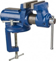 Gibraltar - 4" Jaw Width, 2-1/4" Opening Capacity, 2" Throat Depth, Cast Iron Stationary Bench Vise - Clamp-On Base Attachment - USA Tool & Supply