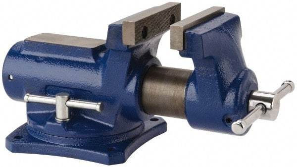 Gibraltar - 4" Jaw Width, 2-1/4" Opening Capacity, 2" Throat Depth, Cast Iron Swivel Bench Vise - Bolt Down Base Attachment - USA Tool & Supply