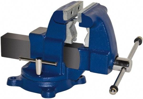 Gibraltar - 8-1/2" Jaw Width x 7-1/2" Jaw Opening Capacity, 6" Throat Depth, Bench & Pipe Combination Vise - 1/8 to 4-1/2" Pipe Capacity, Swivel Base, Bolt Down Attachment, Ductile Iron - USA Tool & Supply