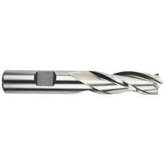 1/2 Dia. x 2-11/16 Overall Length 3-Flute Square End High Speed Steel SE End Mill-Round Shank-Center Cutting -Uncoated - USA Tool & Supply