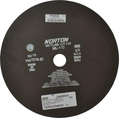Norton - 12" Aluminum Oxide Cutoff Wheel - 0.078" Thick, 1-1/4" Arbor, 3,820 Max RPM, Use with Stationary Tools - USA Tool & Supply