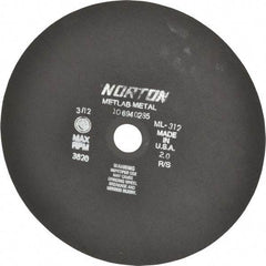 Norton - 12" Aluminum Oxide Cutoff Wheel - 0.078" Thick, 1-1/4" Arbor, 3,820 Max RPM, Use with Stationary Tools - USA Tool & Supply