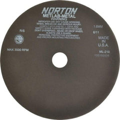 Norton - 10" Aluminum Oxide Cutoff Wheel - 0.063" Thick, 1-1/4" Arbor, 3,500 Max RPM, Use with Stationary Tools - USA Tool & Supply