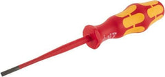 Wera - 198mm OAL Insulated Slotted Screwdriver - 100mm Blade Length, Round Shank, Ergonomic Handle - USA Tool & Supply