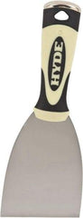 Hyde Tools - Stiff Carbon Steel Stiff Chisel - 3" Blade Width, 4" Long Plastic Overmold Handle - USA Tool & Supply