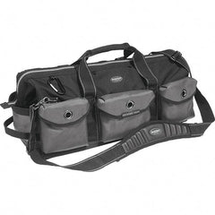 Bucket Boss - 28 Pocket Gray & Black Ballistic Polyester Tool Bag - 28" Wide x 11" Deep x 12" High - USA Tool & Supply