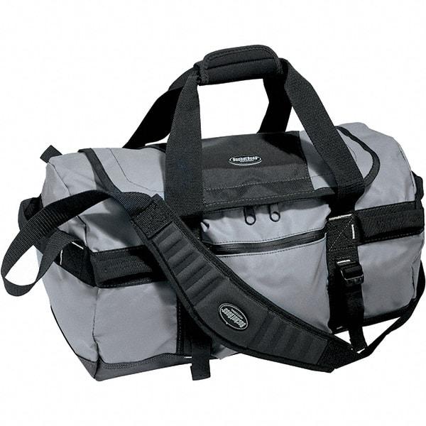 Bucket Boss - 2 Pocket Gray & Black Tarpaulin Tool Bag - 20" Wide x 12" Deep x 12" High - USA Tool & Supply