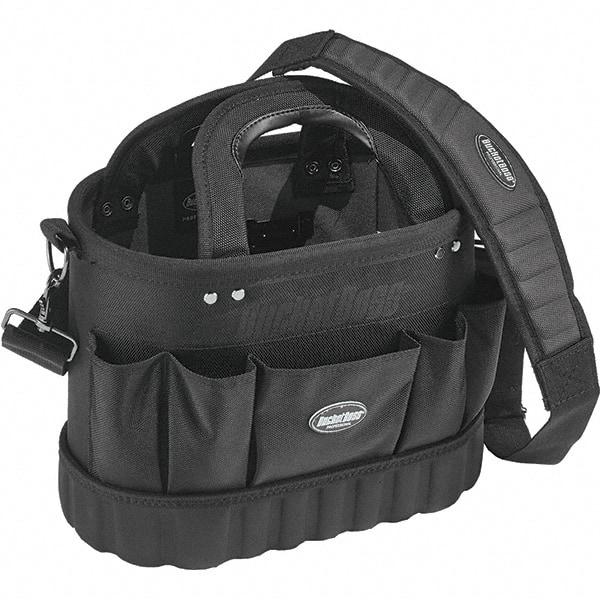 Bucket Boss - 13 Pocket Black Ballistic Polyester Tool Tote - 14" Wide x 8" Deep x 10" High - USA Tool & Supply