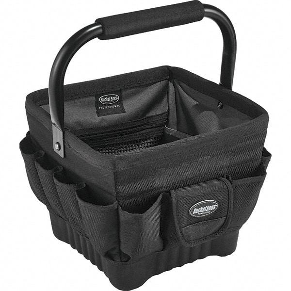 Bucket Boss - 19 Pocket Black Ballistic Polyester Tool Bag - 11" Wide x 11" Deep x 10" High - USA Tool & Supply