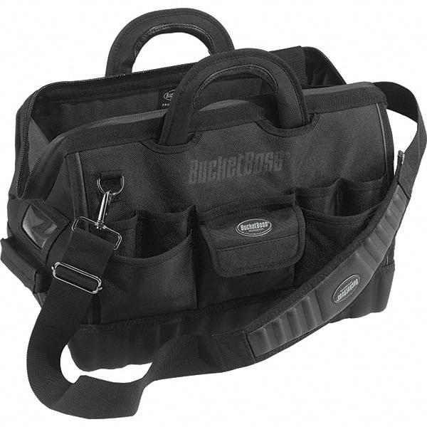 Bucket Boss - 17 Pocket Black Ballistic Polyester Tool Bag - 18" Wide x 12" Deep x 13" High - USA Tool & Supply