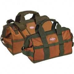 Bucket Boss - 12 Pocket Brown & Green Polyester Tool Bag - 12" Wide x 7" Deep x 9" High - USA Tool & Supply