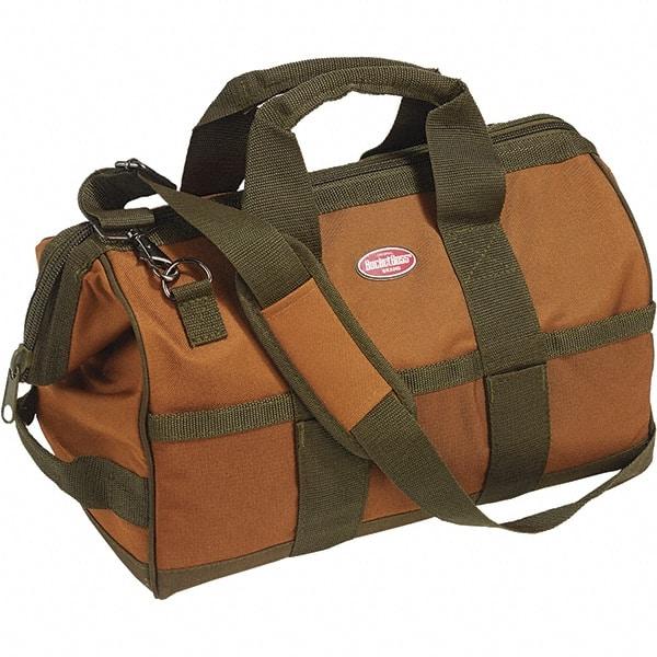 Bucket Boss - 16 Pocket Brown & Green Polyester Tool Bag - 16" Wide x 9" Deep x 12" High - USA Tool & Supply