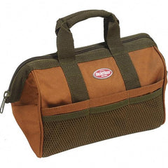 Bucket Boss - 6 Pocket Brown & Green Polyester Tool Bag - 13" Wide x 8" Deep x 10" High - USA Tool & Supply