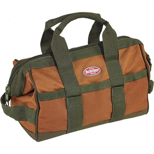 Bucket Boss - 16 Pocket Brown & Green Polyester Tool Bag - 12" Wide x 7" Deep x 9" High - USA Tool & Supply