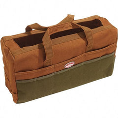 Bucket Boss - 30 Pocket Brown & Green Canvas Tool Bag - 17" Wide x 6" Deep x 10" High - USA Tool & Supply