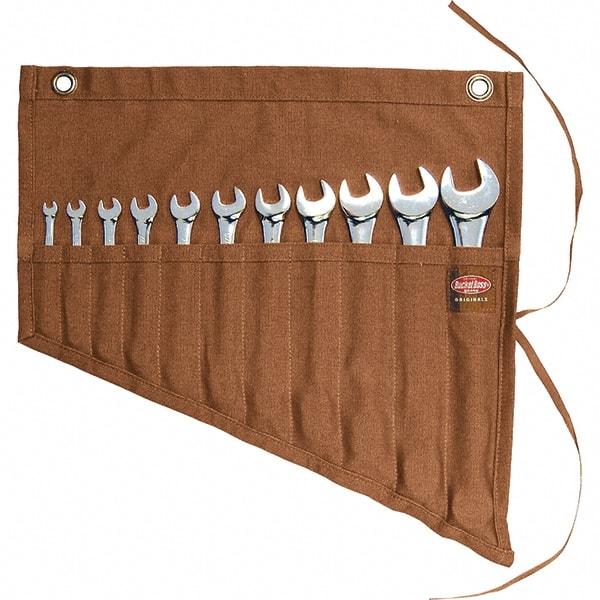 Bucket Boss - 11 Pocket Brown Canvas Tool Roll - 18-3/4" Wide x 1/2" Deep x 18-1/4" High - USA Tool & Supply