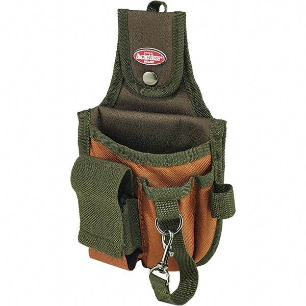 Bucket Boss - Nail & Tool Pouch - 5 Pocket, Brown/Green, Polyester - USA Tool & Supply