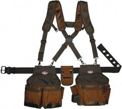 Bucket Boss - 30" to 52" Waist Tool Rig - 12 Pocket, Polyester, Brown/Green - USA Tool & Supply