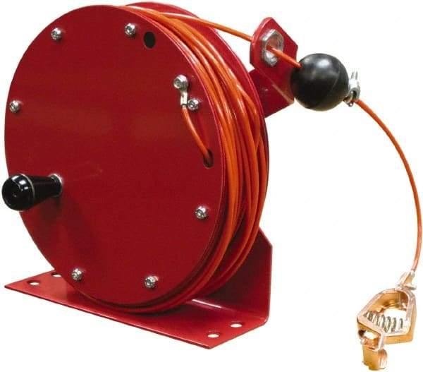 Reelcraft - 1/8 Inch x 100 Ft. Steel Stranded Cable Grounding Reel - Hand Crank Reel - USA Tool & Supply