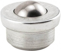 Hudson Bearing - 1 Inch Diameter, Round, Carbon Steel Ball Transfer - 1.6719 Inch Overall Diameter, 5/8 Inch Mount Height, 200 Lb. Capacity - USA Tool & Supply