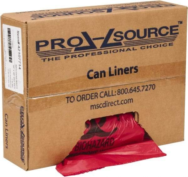 PRO-SOURCE - 45 Gal Capacity, Red, Hazardous Waste Bag - 1.3 mil Thick x 38" Wide x 48" High, Roll - USA Tool & Supply