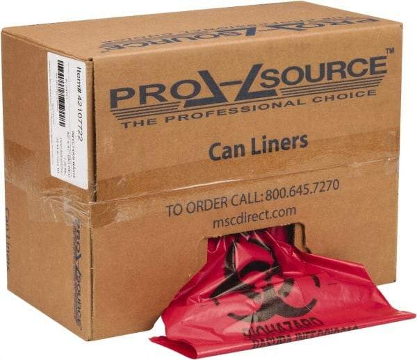 PRO-SOURCE - 45 Gal Capacity, Red, Hazardous Waste Bag - 1.3 mil Thick x 40" Wide x 47" High, Roll - USA Tool & Supply