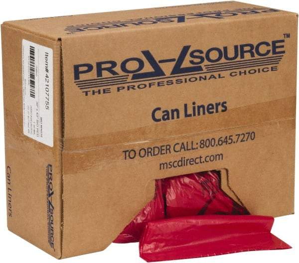 PRO-SOURCE - 32 Gal Capacity, Red, Hazardous Waste Bag - 1.3 mil Thick x 30" Wide x 43" High, Roll - USA Tool & Supply