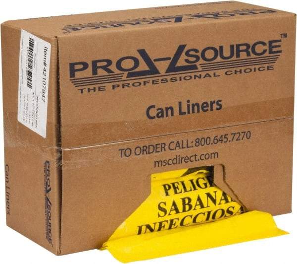 PRO-SOURCE - 45 Gal Capacity, Yellow, Hazardous Waste Bag - 1.3 mil Thick x 40" Wide x 47" High, Roll - USA Tool & Supply