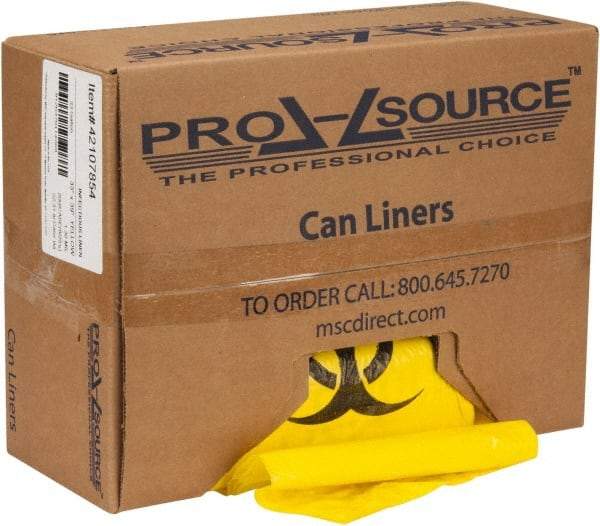 PRO-SOURCE - 33 Gal Capacity, Yellow, Hazardous Waste Bag - 1.3 mil Thick x 33" Wide x 39" High, Roll - USA Tool & Supply