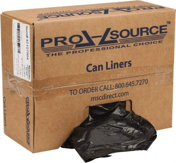 PRO-SOURCE - 1.5 mil Thick, Heavy-Duty Trash Bags - Linear Low-Density Polyethylene (LLDPE), Flat Pack Dispenser, 40" Wide x 46" High, Black - USA Tool & Supply