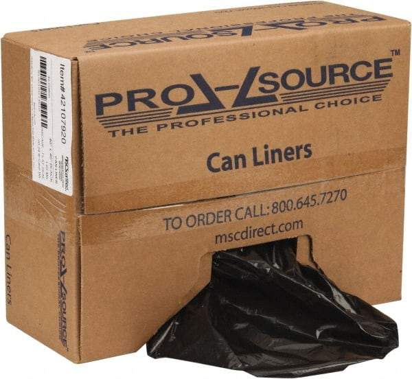 PRO-SOURCE - 1.65 mil Thick, Heavy-Duty Trash Bags - Linear Low-Density Polyethylene (LLDPE), Flat Pack Dispenser, 40" Wide x 46" High, Black - USA Tool & Supply