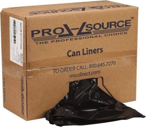 PRO-SOURCE - 1.5 mil Thick, Heavy-Duty Trash Bags - Linear Low-Density Polyethylene (LLDPE), Flat Pack Dispenser, 43" Wide x 47" High, Black - USA Tool & Supply