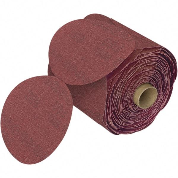 3M - 5" Diam, 320 Grit Aluminum Oxide Adhesive PSA Disc - Extra Fine Grade, Reddish Brown, Film Backing, Flexible, Use with Random Orbital Sanders - USA Tool & Supply