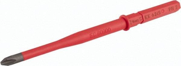 Wera - #2, Insulated Phillips 1,000 Volt Insulated Screwdriver Bit - 3/8" Drive, 6-1/4" OAL - USA Tool & Supply