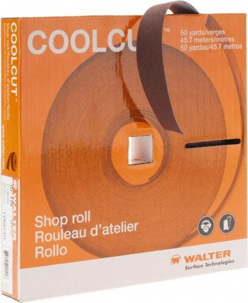 WALTER Surface Technologies - 1" x 50 Yd 120 Grit Aluminum Oxide Cloth Roll - J Weighted Backing - USA Tool & Supply