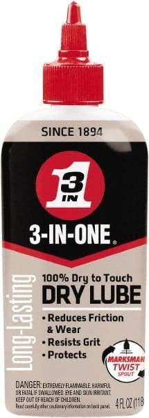 3-IN-ONE - 4 oz Bottle Dry Film Lubricant - Light Amber, 500°F Max - USA Tool & Supply