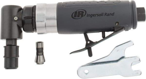 Ingersoll-Rand - 1/4" Collet, Angle Handle, Straight Air Die Grinder - 20,000 RPM, Rear Exhaust, 23 CFM, 0.33 hp, 1/4" Inlet - USA Tool & Supply