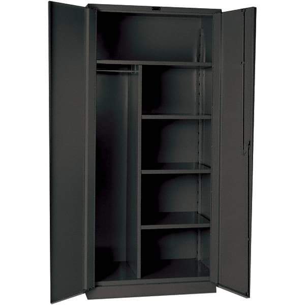 Hallowell - 4 Shelf Combination Storage Cabinet - Steel, 60" Wide x 24" Deep x 78" High, Gray - USA Tool & Supply