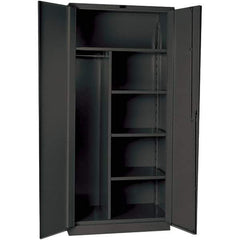 Hallowell - 4 Shelf Combination Storage Cabinet - Steel, 36" Wide x 24" Deep x 78" High, Gray - USA Tool & Supply