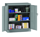 36"W x 18"D x 42"H Counter High Welded Set Up Storage Cabinet, 2 Adj. shelves, w/Raised Bottom - USA Tool & Supply