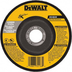 DeWALT - 30 Grit, 5" Wheel Diam, 1/4" Wheel Thickness, 7/8" Arbor Hole, Type 27 Depressed Center Wheel - Aluminum Oxide, 12,200 Max RPM, Compatible with Angle Grinder - USA Tool & Supply