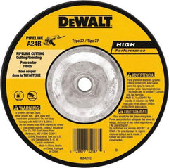 DeWALT - 24 Grit, 6" Wheel Diam, 1/8" Wheel Thickness, Type 27 Depressed Center Wheel - Aluminum Oxide, 10,100 Max RPM, Compatible with Angle Grinder - USA Tool & Supply