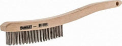 DeWALT - 19 Rows x 3 Columns Stainless Steel Scratch Brush - 13-11/16" OAL, 1-1/8" Trim Length, Wood Curved Handle - USA Tool & Supply