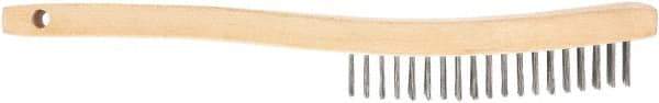 DeWALT - 7 Rows x 3 Columns Steel Scratch Brush - 7-3/4" OAL, 5/8" Trim Length, Wood Toothbrush Handle - USA Tool & Supply