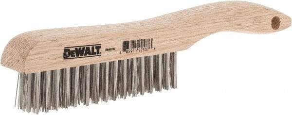 DeWALT - 15 Rows x 4 Columns Stainless Steel Scratch Brush - 10" OAL, 1-1/8" Trim Length, Wood Shoe Handle - USA Tool & Supply